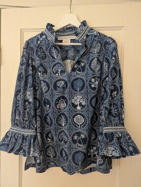 Gretchen Scott Top Size L With Ruffle Sleeves